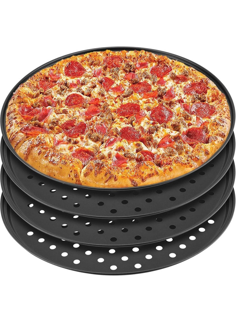 YelaJoy 4-Pcs Pizza Pan with Holes 12 Inch, Nonstick Pizza Tray for Oven, Round Perforated Carbon Steel Pizza Baking Pans Pizza Bakeware for Home Restaurant Kitchen Baking - Image 1